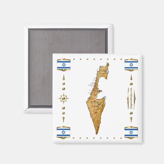 Israel Map + Flags Magnet (Voorkant / Achterkant)