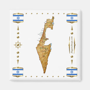 Israel Map + Flags Magnet