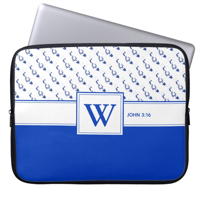 ISRAEL Messianic Christelijk Monogram Bijbel Lapto Laptop Sleeve (Voorkant)