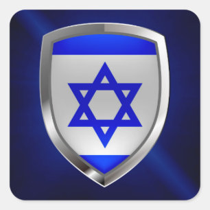 Israel Metallic Emblem Vierkante Sticker