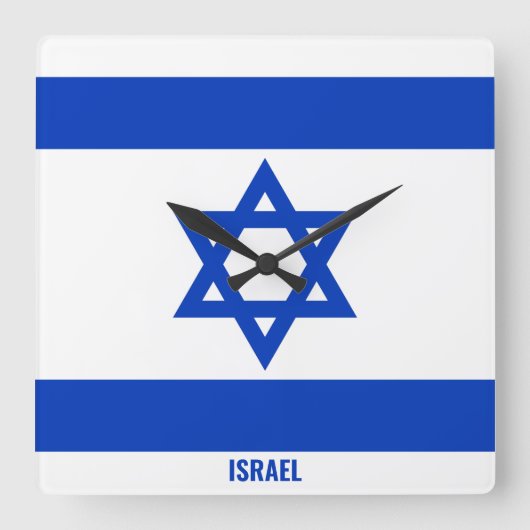 Israel National Flag Patriotic Vierkante Klok (Voorkant)