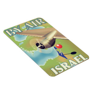 Israël Per vliegtuig vintage reisposter Magneet