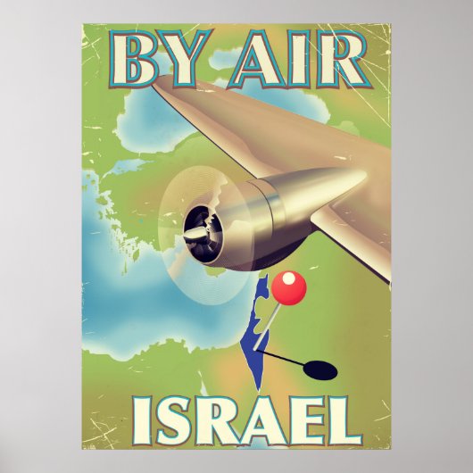 Israël Per vliegtuig vintage reisposter Poster (Voorkant)