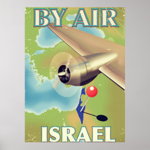 Israël Per vliegtuig vintage reisposter Poster