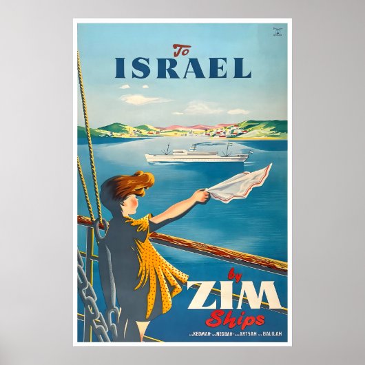 Israël Reisposter Israël Kunst ZIM Schepen Print (Voorkant)