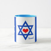 Israël, Rode Hart & Israëlische Vlag koffie/thee Mok (Midden)