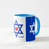 Israël, Rode Hart & Israëlische Vlag koffie/thee Mok (Voorkant rechts)