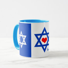 Israël, Rode Hart & Israëlische Vlag koffie/thee Mok