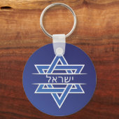 Israël ster van David in Hebreeuwse vlag Sleutelhanger (Voorkant)
