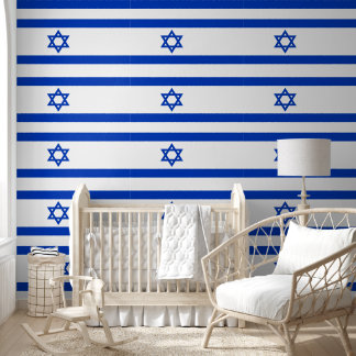 Israël Ster van David Vlag Patroon Blauw en Wit Behang