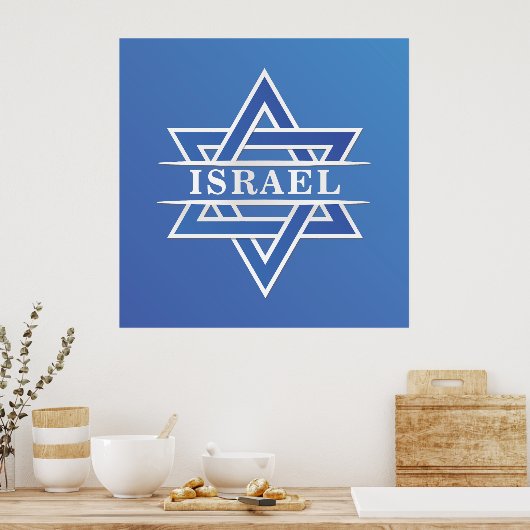 Israël ster van David vlag Poster (Keuken)