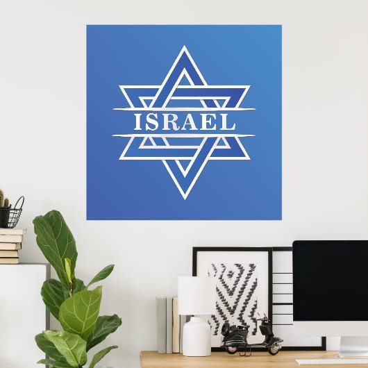 Israël ster van David vlag Poster (Thuiskantoor)
