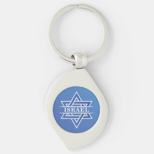 Israël ster van David vlag Sleutelhanger (Voorkant)