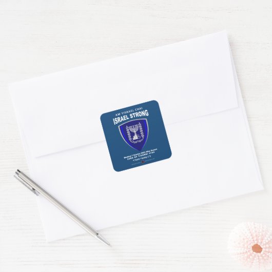 Israël sterk - Am Yisrael Chai Vierkante Sticker (Envelop)