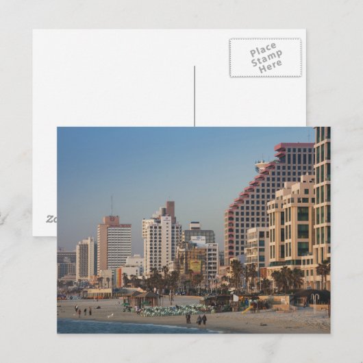 Israël, Tel Aviv, beachfront, hotels, schemering Briefkaart (Voorkant / Achterkant)