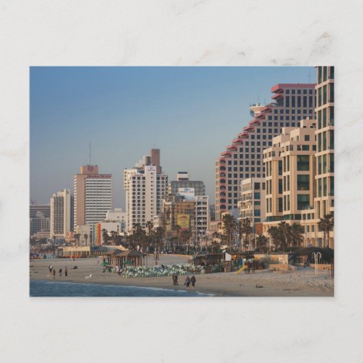 Israël, Tel Aviv, beachfront, hotels, schemering Briefkaart (Voorkant)