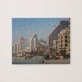 Israël, Tel Aviv, beachfront, hotels, schemering Legpuzzel (Horizontaal)