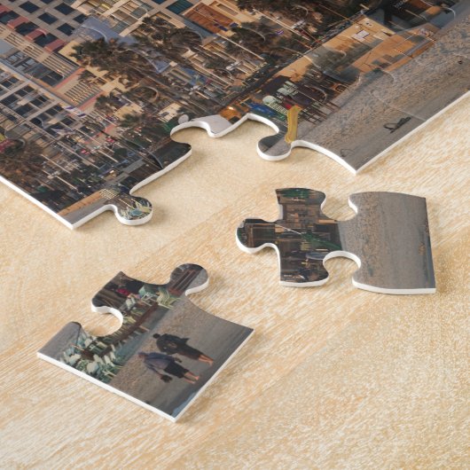 Israël, Tel Aviv, beachfront, hotels, schemering Legpuzzel (Zijkant)