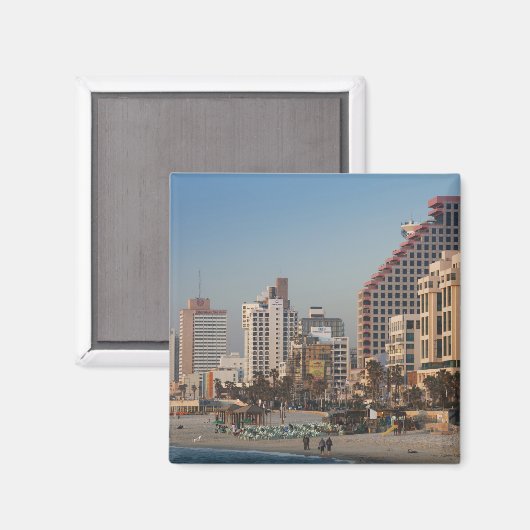 Israël, Tel Aviv, beachfront, hotels, schemering Magneet (Voorkant / Achterkant)