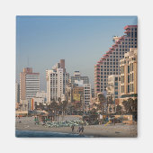 Israël, Tel Aviv, beachfront, hotels, schemering Magneet (Voorkant)