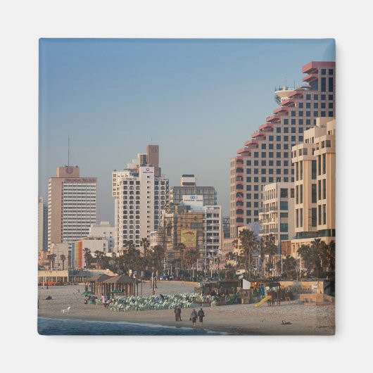 Israël, Tel Aviv, beachfront, hotels, schemering Magneet (Voorkant)