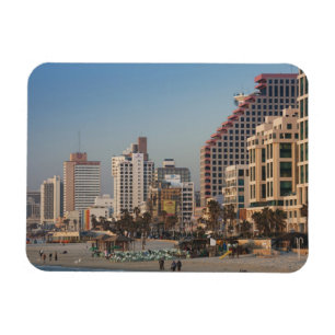Israël, Tel Aviv, beachfront, hotels, schemering Magneet