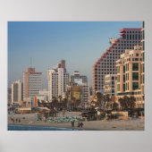 Israël, Tel Aviv, beachfront, hotels, schemering Poster (Voorkant)
