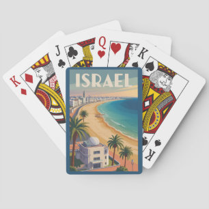 Israël Tel Aviv Illustratie Reis Kunst Vintage Pokerkaarten