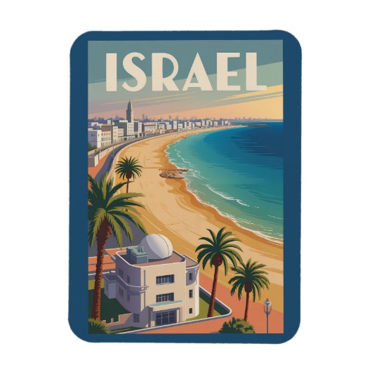 Israel Tel Aviv Illustration Travel Art Vintage Magneet (Verticaal)