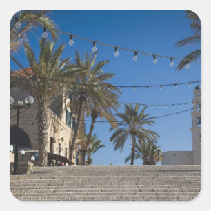 Israël, Tel Aviv, Jaffa, trap, Old Jaffa Vierkante Sticker