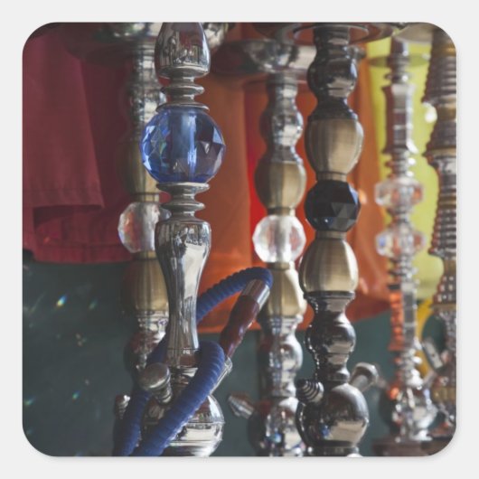 Israël, Tel Aviv, Jaffa, waterpijpen in de schaaps Vierkante Sticker (Voorkant)