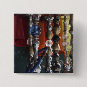 Israël, Tel Aviv, Jaffa, waterpijpen voor shisha Vierkante Button 5,1 Cm