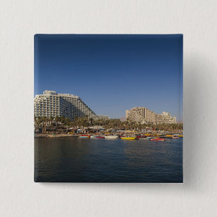 Israel, The Negev, Eilat, Red Zee beachfront Vierkante Button 5,1 Cm