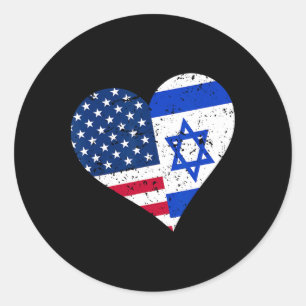 Israël Usa Hart Shirt Vervuild Israëlisch Amerikaa Ronde Sticker
