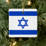 Israël vlag blauw en wit modern patriottisch keramisch ornament<br><div class="desc">De Israëlische vlag blauw-wit is een modern patriottisch keramisch Ornament. Verkrijgbaar in vele vormen. Israëlische vlag.</div>