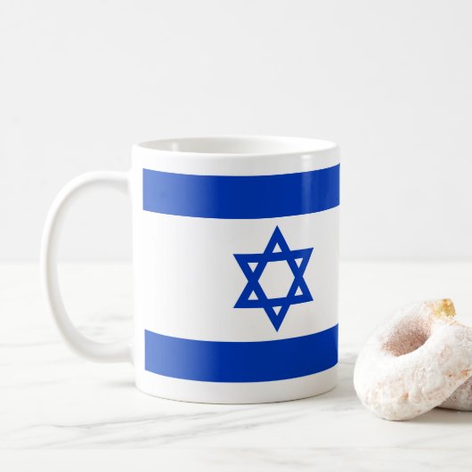 Israël vlag blauw en wit modern patriottisch koffiemok (Met donut)