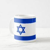 Israël vlag blauw en wit modern patriottisch koffiemok (Voorkant links)