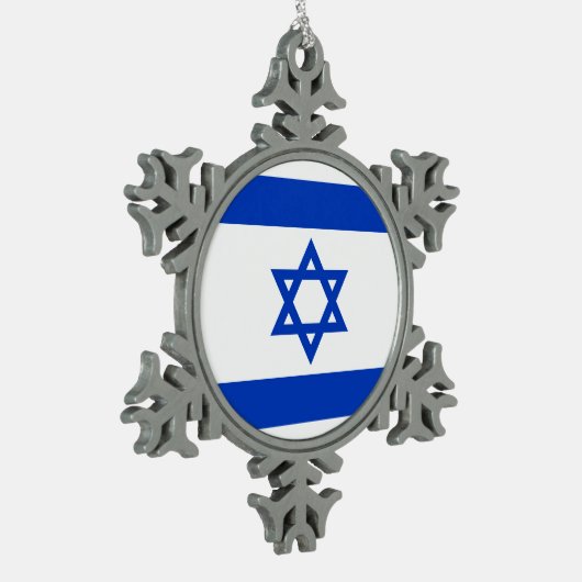 Israël vlag blauw en wit modern patriottisch tin sneeuwvlok ornament (Links)