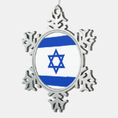 Israël vlag blauw en wit modern patriottisch tin sneeuwvlok ornament (Rechts)
