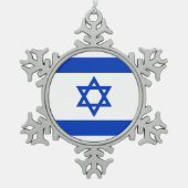 Israël vlag blauw en wit modern patriottisch tin sneeuwvlok ornament (Voorkant)