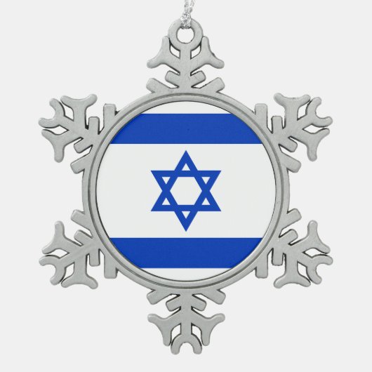 Israël vlag blauw en wit modern patriottisch tin sneeuwvlok ornament (Voorkant)
