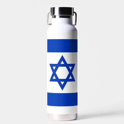 Israël vlag blauw en wit modern patriottisch waterfles (Voorkant)