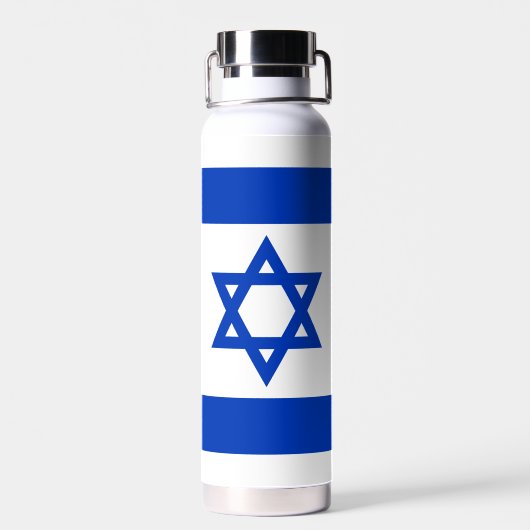 Israël vlag blauw en wit modern patriottisch waterfles (Achterkant)