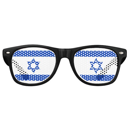 Israël vlag blauw en wit modern retro zonnebril (Voorkant)