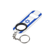 Israël vlag blauw en wit patriottisch modern mini flessenopener (Achterkant Gekanteld)