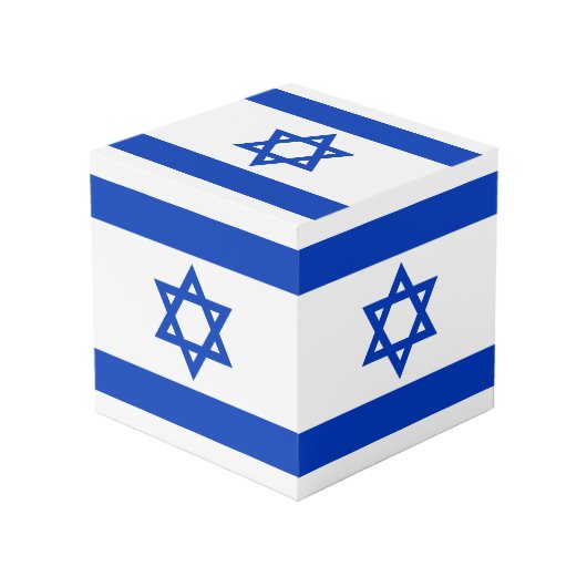 Israël vlag blauw wit modern kubus (Voorkant hoekig)