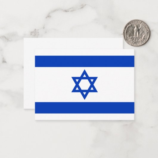 Israël vlag blauw wit modern patriottisch patroon notitiekaartje (Voorkant / Achterkant in situ)