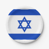Israël vlag blauw wit modern patriottisch patroon papieren bordje (Voorkant)