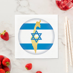 Israël Vlag en Kaart Blauwe Ster van David Embleem Servet