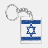 Israël Vlag Grungge Sleutelhanger (Voorkant Links)